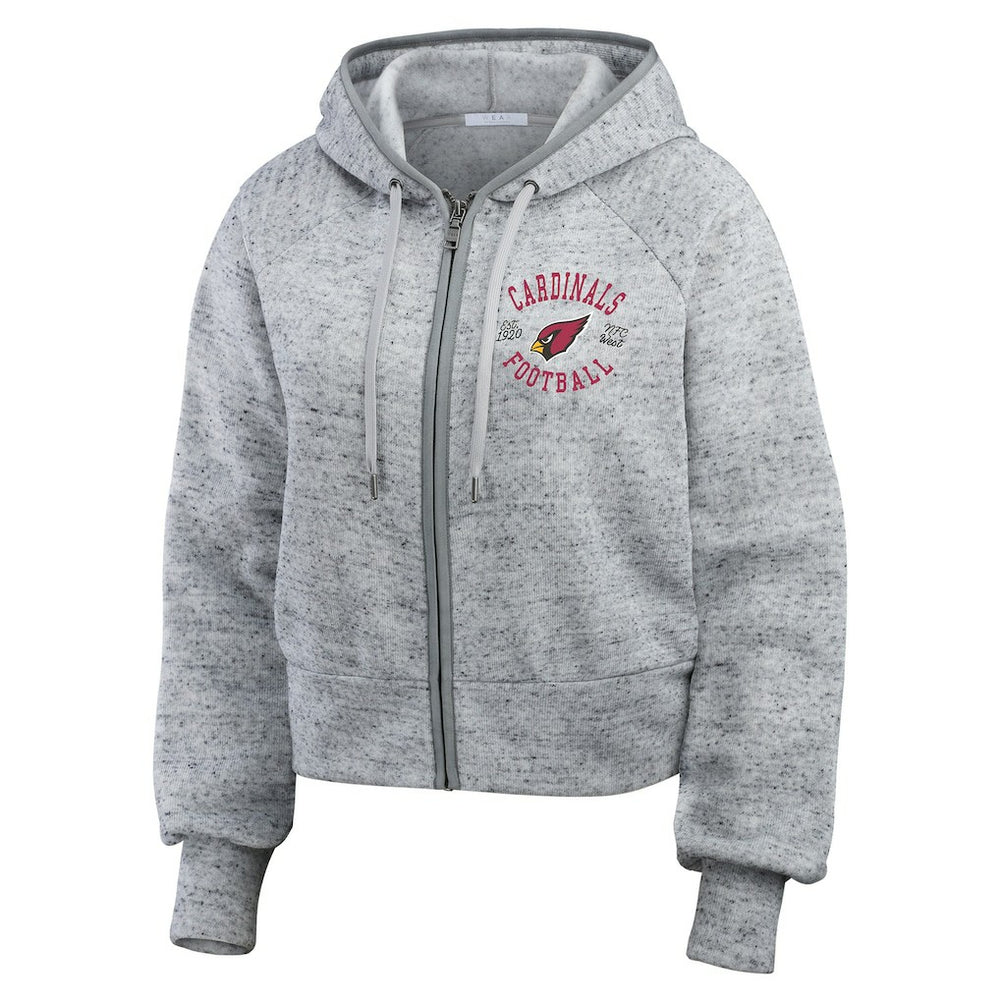 Arizona Cardinals WEAR by Erin Andrews Women's Speckled Fleece Cropped Full-Zip Hoodie - Heather Gray on sale