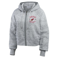 Arizona Cardinals WEAR by Erin Andrews Women's Speckled Fleece Cropped Full-Zip Hoodie - Heather Gray on sale