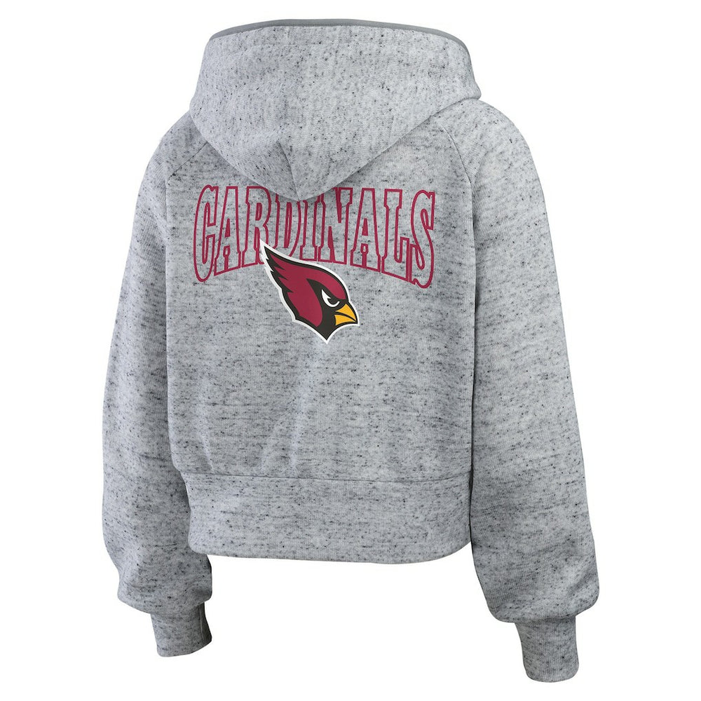 Arizona Cardinals WEAR by Erin Andrews Women's Speckled Fleece Cropped Full-Zip Hoodie - Heather Gray on sale