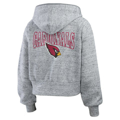Arizona Cardinals WEAR by Erin Andrews Women's Speckled Fleece Cropped Full-Zip Hoodie - Heather Gray on sale