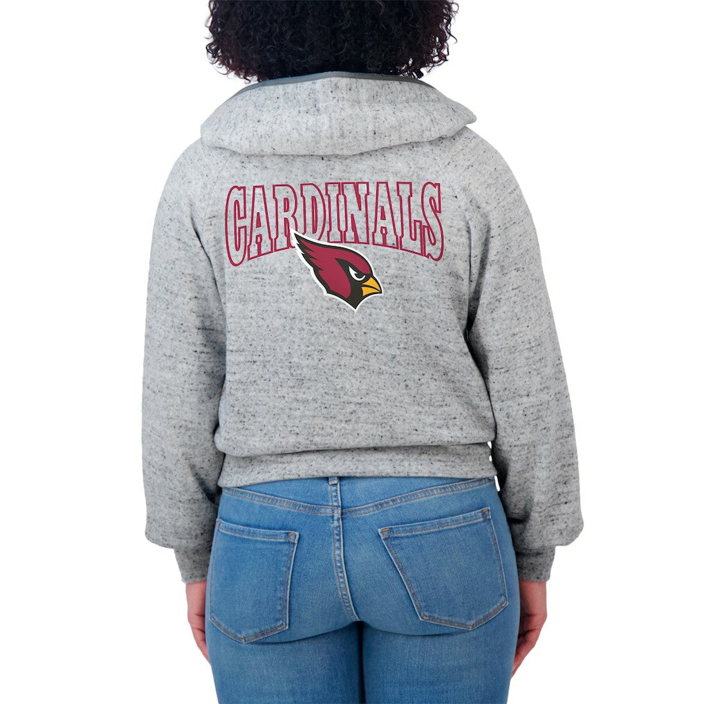 Arizona Cardinals WEAR by Erin Andrews Women's Speckled Fleece Cropped Full-Zip Hoodie - Heather Gray on sale