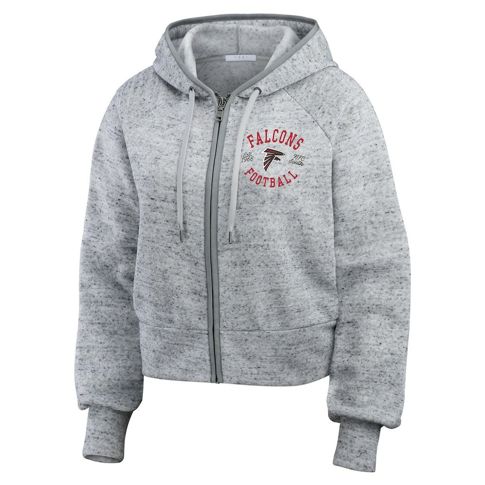 Atlanta Falcons WEAR by Erin Andrews Women's Speckled Fleece Cropped Full-Zip Hoodie - Heather Gray cheap