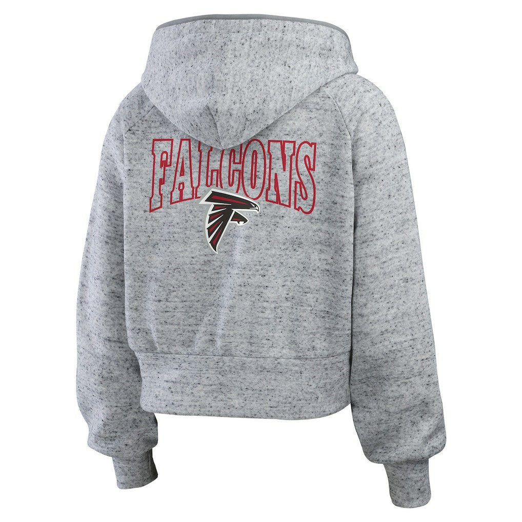 Atlanta Falcons WEAR by Erin Andrews Women's Speckled Fleece Cropped Full-Zip Hoodie - Heather Gray cheap