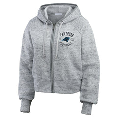Carolina Panthers WEAR by Erin Andrews Women's Speckled Fleece Cropped Full-Zip Hoodie - Heather Gray online