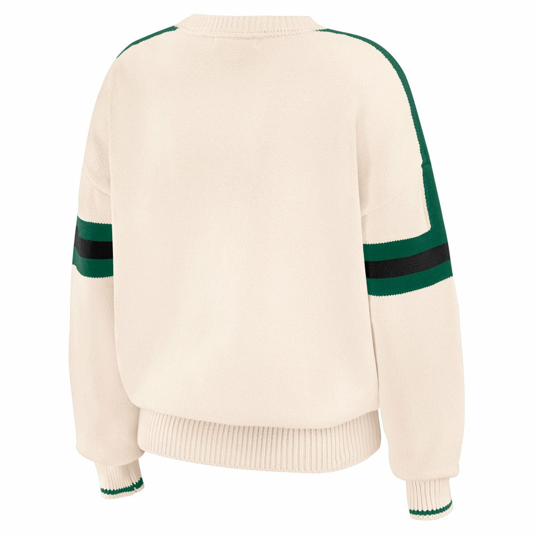 New York Jets WEAR by Erin Andrews Women's Stripe Pullover Sweater - Cream for sale
