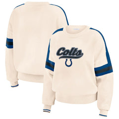 Indianapolis Colts WEAR by Erin Andrews Women's Stripe Pullover Sweater - Cream for sale