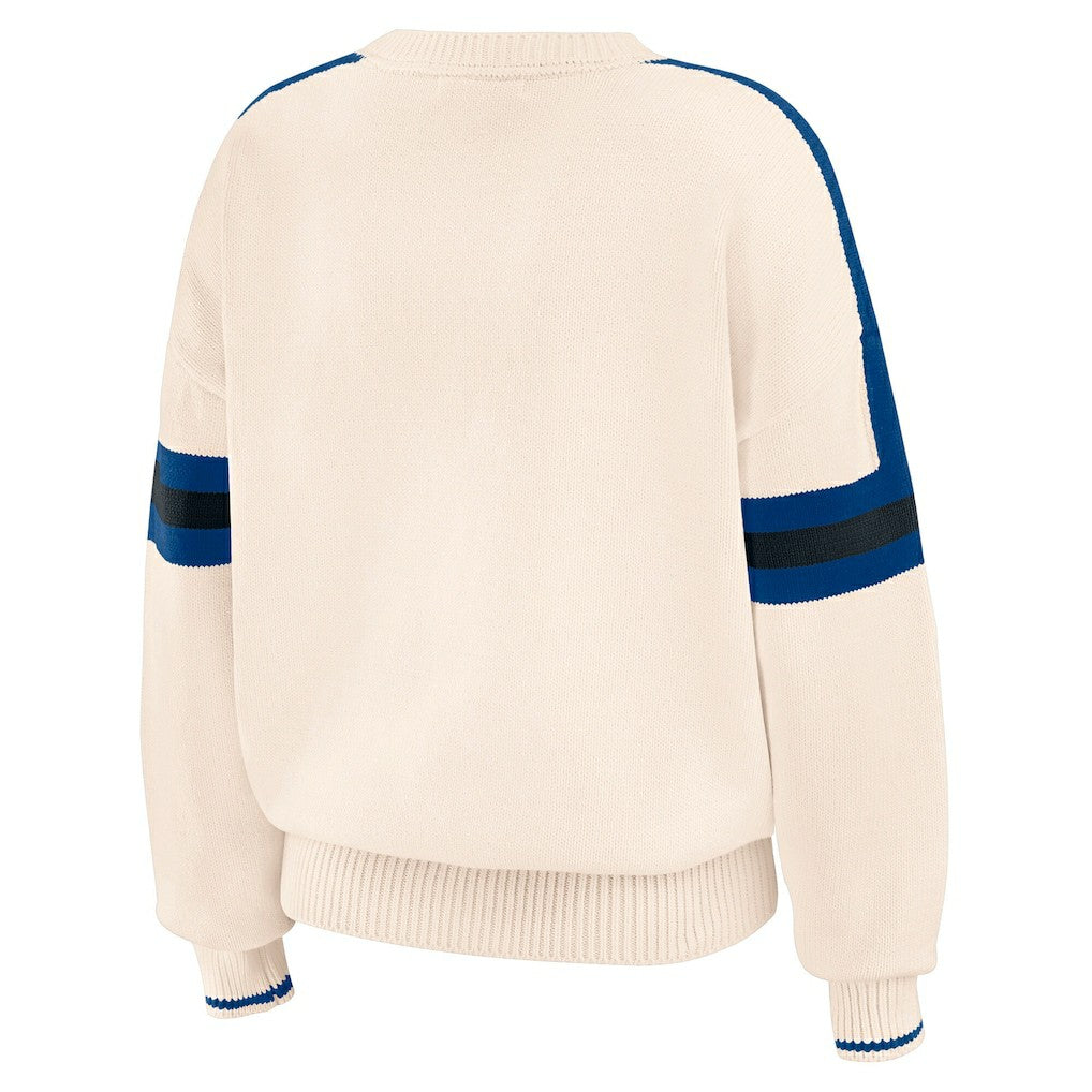 Indianapolis Colts WEAR by Erin Andrews Women's Stripe Pullover Sweater - Cream for sale