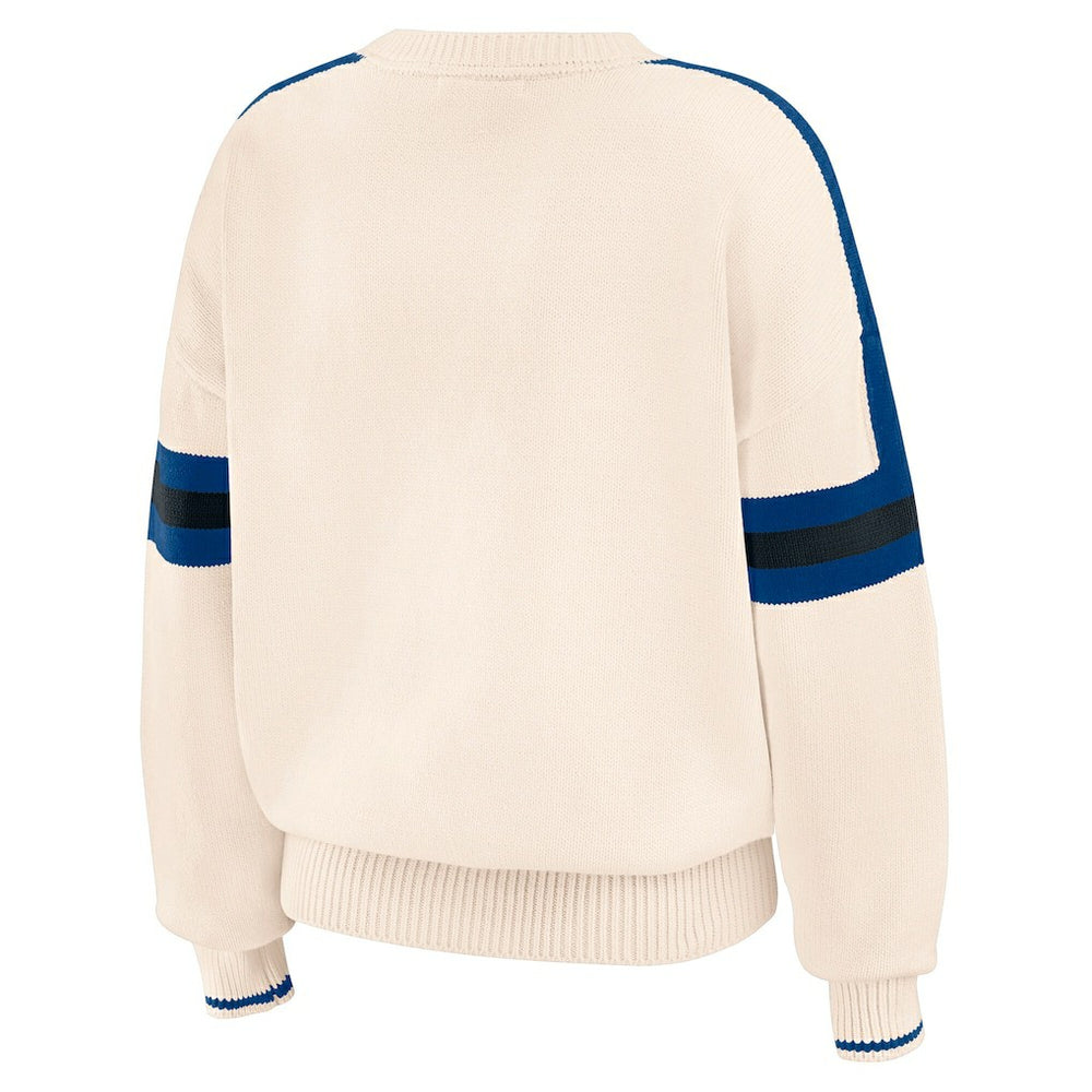 Indianapolis Colts WEAR by Erin Andrews Women's Stripe Pullover Sweater - Cream for sale