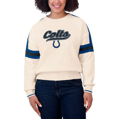 Indianapolis Colts WEAR by Erin Andrews Women's Stripe Pullover Sweater - Cream for sale