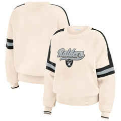 Las Vegas Raiders WEAR by Erin Andrews Women's Stripe Pullover Sweater - Cream on sale