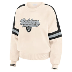 Las Vegas Raiders WEAR by Erin Andrews Women's Stripe Pullover Sweater - Cream on sale