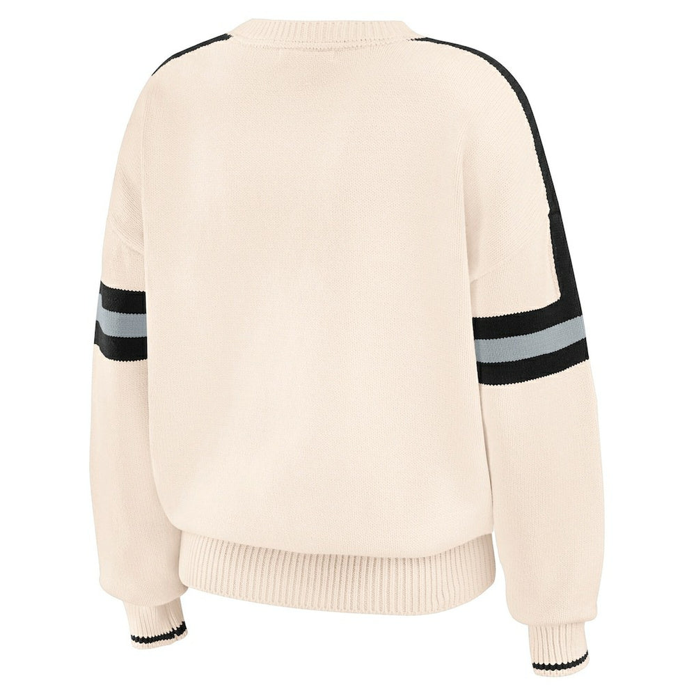 Las Vegas Raiders WEAR by Erin Andrews Women's Stripe Pullover Sweater - Cream on sale