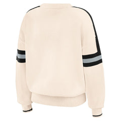 Las Vegas Raiders WEAR by Erin Andrews Women's Stripe Pullover Sweater - Cream on sale