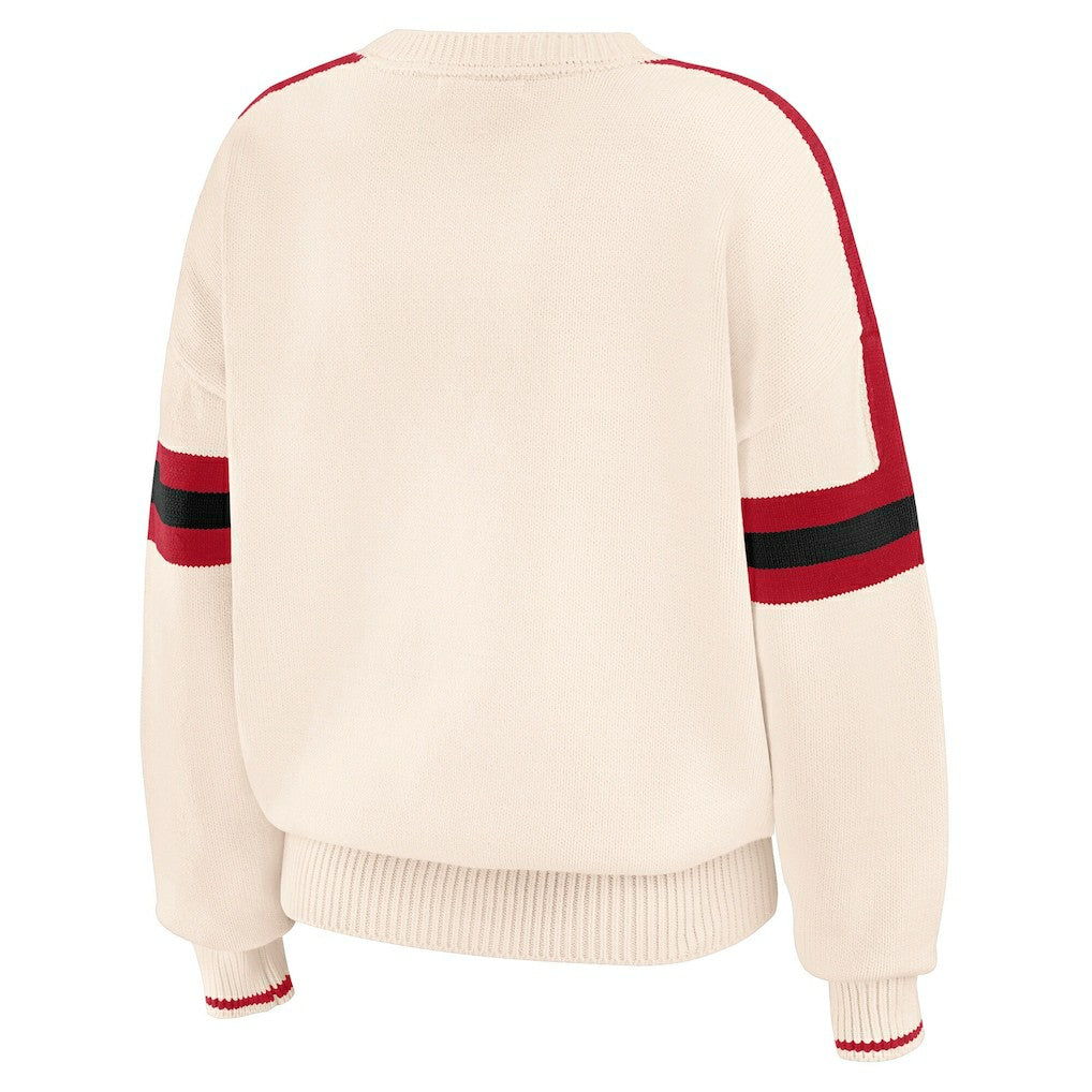 San Francisco 49ers WEAR by Erin Andrews Women's Stripe Pullover Sweater - Cream sale