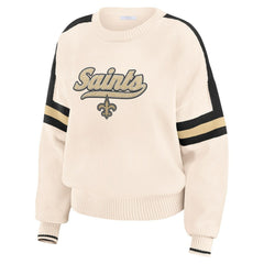 New Orleans Saints WEAR by Erin Andrews Women's Stripe Pullover Sweater - Cream online