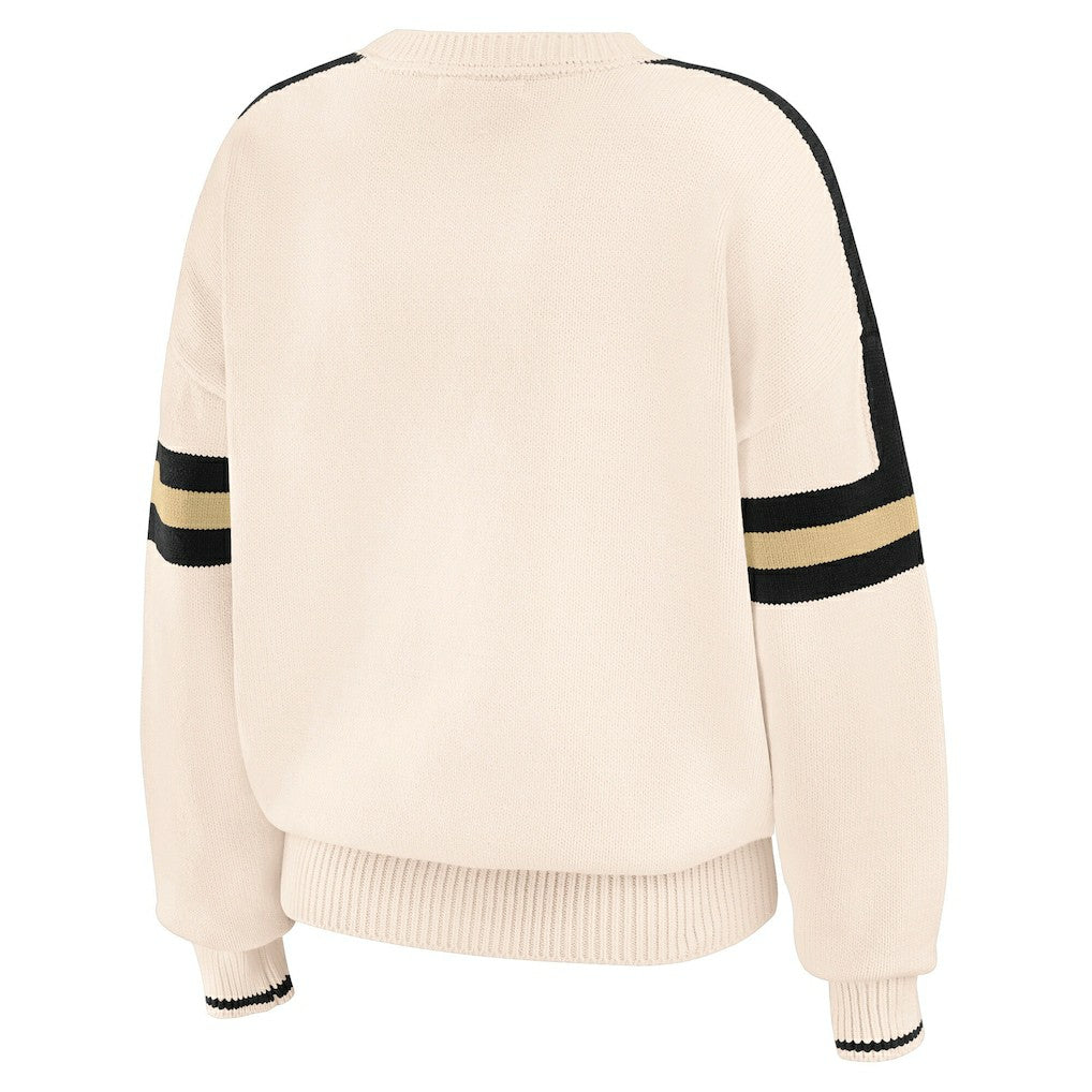 New Orleans Saints WEAR by Erin Andrews Women's Stripe Pullover Sweater - Cream online