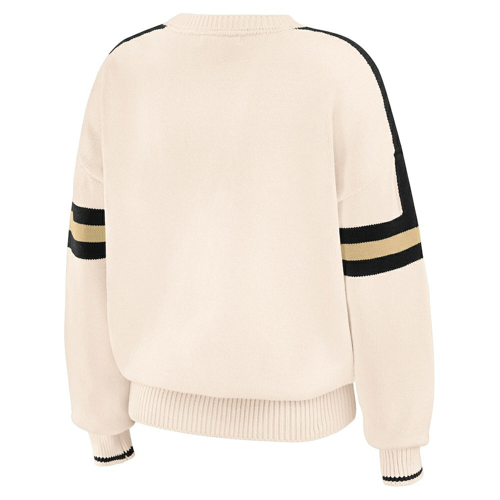New Orleans Saints WEAR by Erin Andrews Women's Stripe Pullover Sweater - Cream online