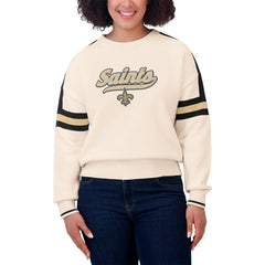 New Orleans Saints WEAR by Erin Andrews Women's Stripe Pullover Sweater - Cream online