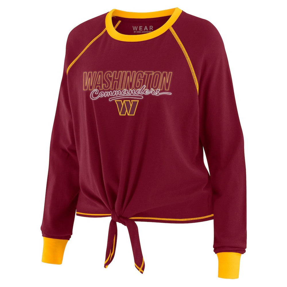 Washington Commanders WEAR by Erin Andrews Women's Tie-Front Long Sleeve T-Shirt - Burgundy cheap