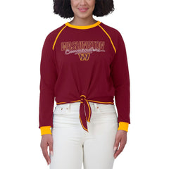 Washington Commanders WEAR by Erin Andrews Women's Tie-Front Long Sleeve T-Shirt - Burgundy cheap