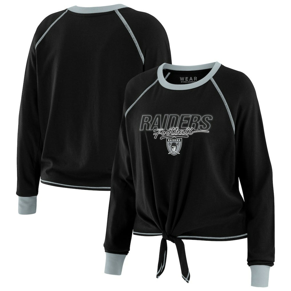 Las Vegas Raiders WEAR by Erin Andrews Women's Tie-Front Long Sleeve T-Shirt - Black online