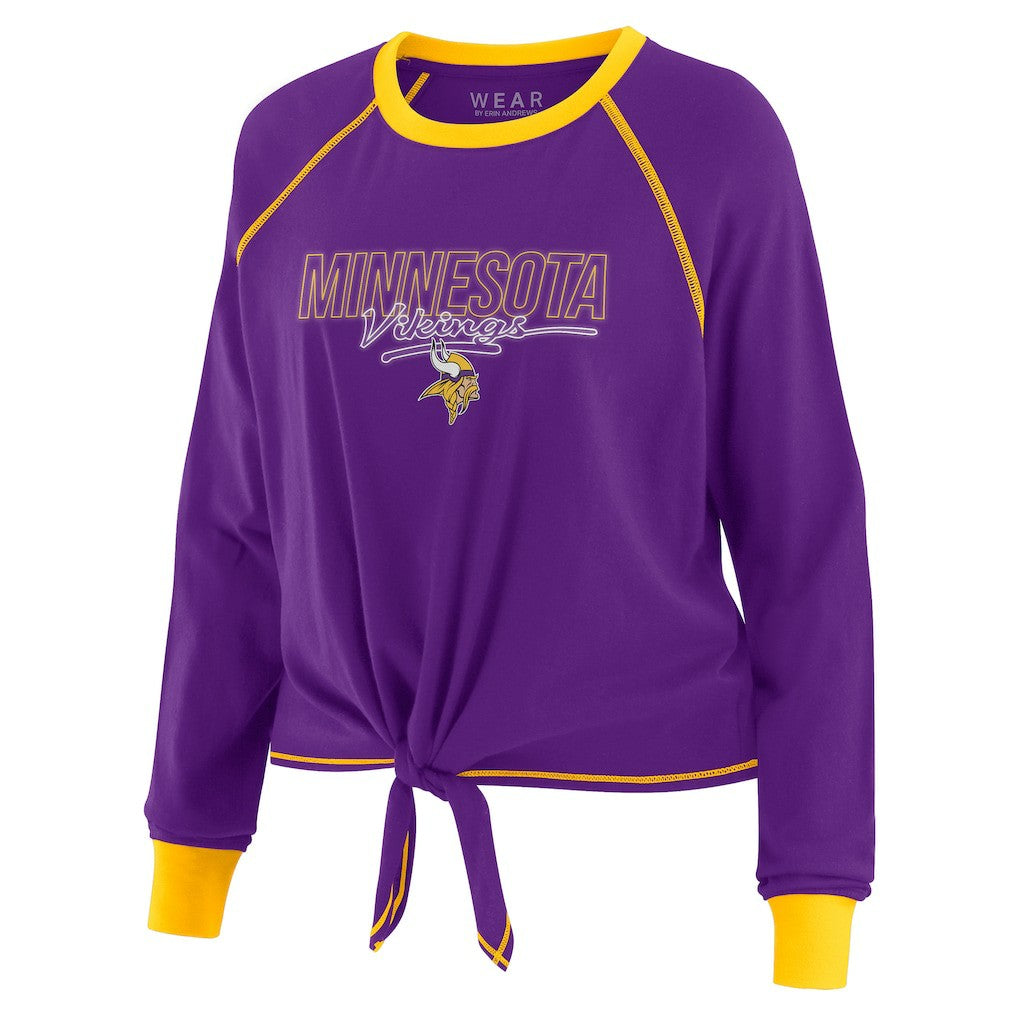 Minnesota Vikings WEAR by Erin Andrews Women's Tie-Front Long Sleeve T-Shirt - Purple sale