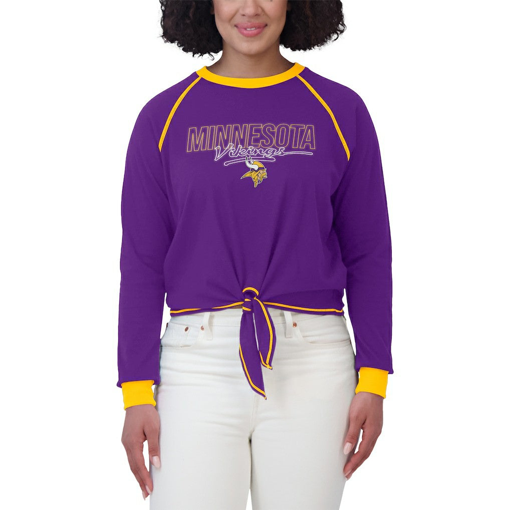 Minnesota Vikings WEAR by Erin Andrews Women's Tie-Front Long Sleeve T-Shirt - Purple sale