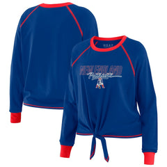 New England Patriots WEAR by Erin Andrews Women's Tie-Front Long Sleeve T-Shirt - Royal for sale