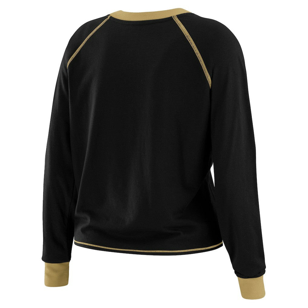 New Orleans Saints WEAR by Erin Andrews Women's Tie-Front Long Sleeve T-Shirt - Black on sale
