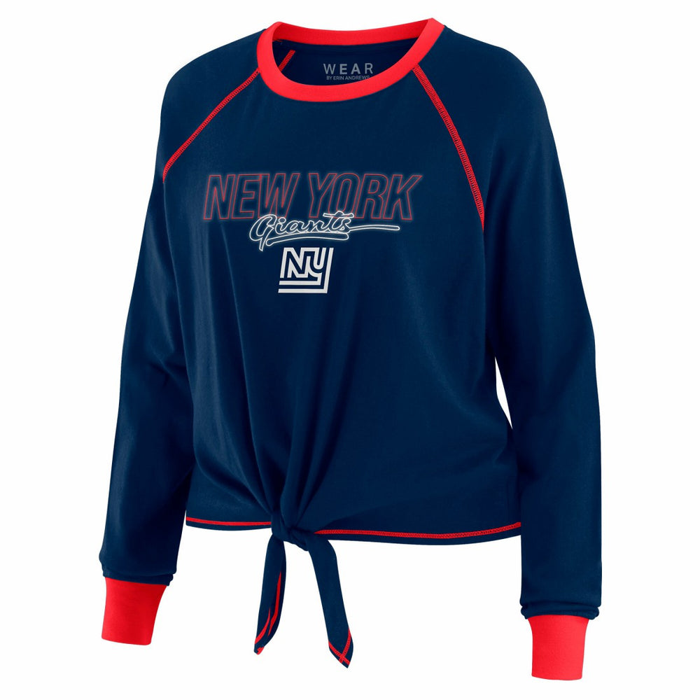 New York Giants WEAR by Erin Andrews Women's Tie-Front Long Sleeve T-Shirt - Royal discount