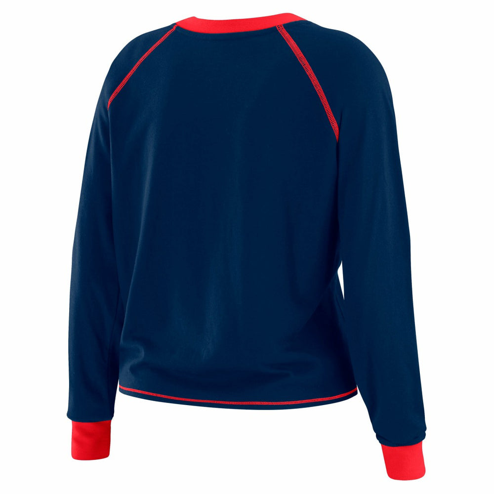 New York Giants WEAR by Erin Andrews Women's Tie-Front Long Sleeve T-Shirt - Royal discount