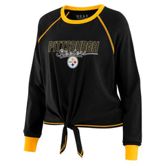 Pittsburgh Steelers WEAR by Erin Andrews Women's Tie-Front Long Sleeve T-Shirt - Black sale