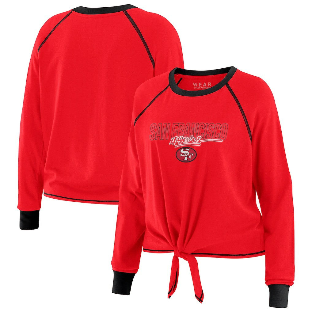 San Francisco 49ers WEAR by Erin Andrews Women's Tie-Front Long Sleeve T-Shirt - Scarlet for sale