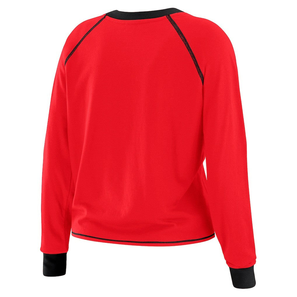 San Francisco 49ers WEAR by Erin Andrews Women's Tie-Front Long Sleeve T-Shirt - Scarlet for sale