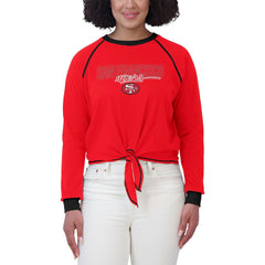 San Francisco 49ers WEAR by Erin Andrews Women's Tie-Front Long Sleeve T-Shirt - Scarlet for sale