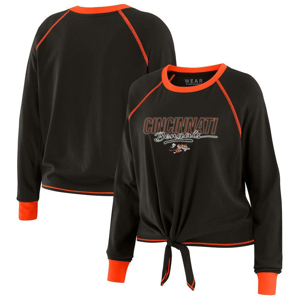 Cincinnati Bengals WEAR by Erin Andrews Women's Tie-Front Long Sleeve T-Shirt - Black online