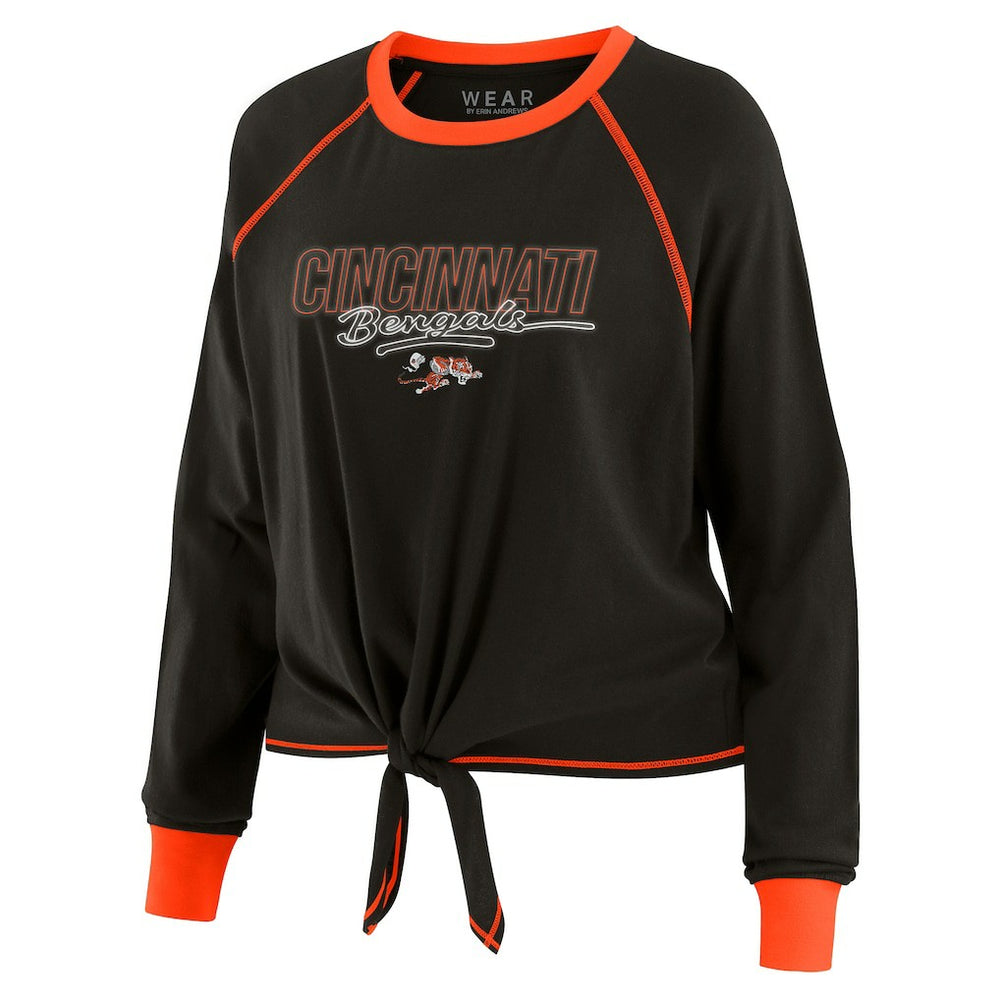 Cincinnati Bengals WEAR by Erin Andrews Women's Tie-Front Long Sleeve T-Shirt - Black online