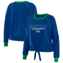 Seattle Seahawks WEAR by Erin Andrews Women's Tie-Front Long Sleeve T-Shirt - Royal outlet