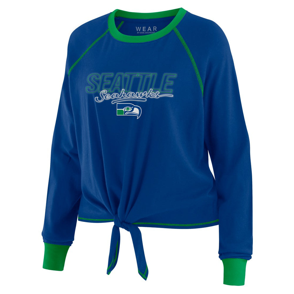 Seattle Seahawks WEAR by Erin Andrews Women's Tie-Front Long Sleeve T-Shirt - Royal outlet