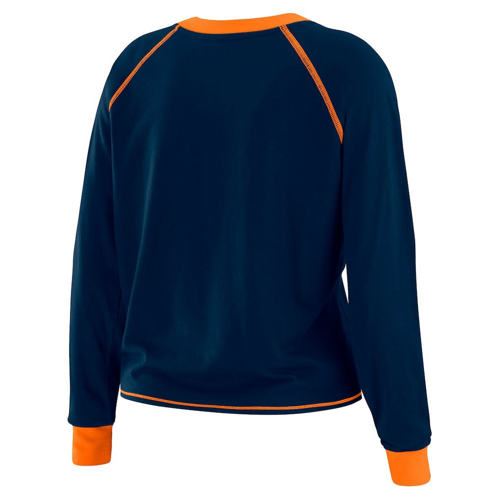 Chicago Bears WEAR by Erin Andrews Women's Tie-Front Long Sleeve T-Shirt - Navy on sale