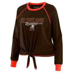 Cleveland Browns WEAR by Erin Andrews Women's Tie-Front Long Sleeve T-Shirt - Brown discount
