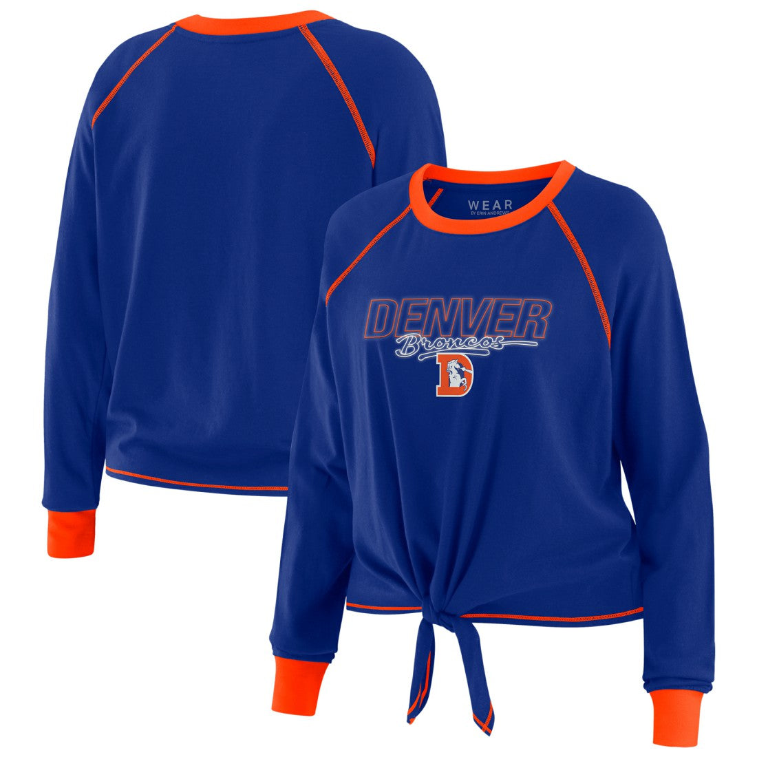 Denver Broncos WEAR by Erin Andrews Women's Tie-Front Long Sleeve T-Shirt - Royal outlet
