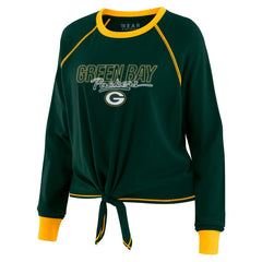 Green Bay Packers WEAR by Erin Andrews Women's Tie-Front Long Sleeve T-Shirt - Green cheap