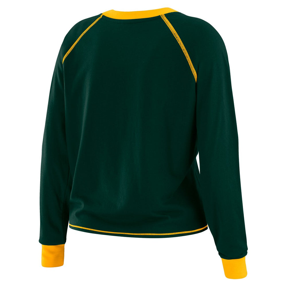 Green Bay Packers WEAR by Erin Andrews Women's Tie-Front Long Sleeve T-Shirt - Green cheap