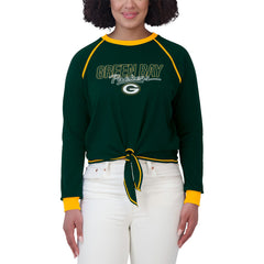 Green Bay Packers WEAR by Erin Andrews Women's Tie-Front Long Sleeve T-Shirt - Green cheap