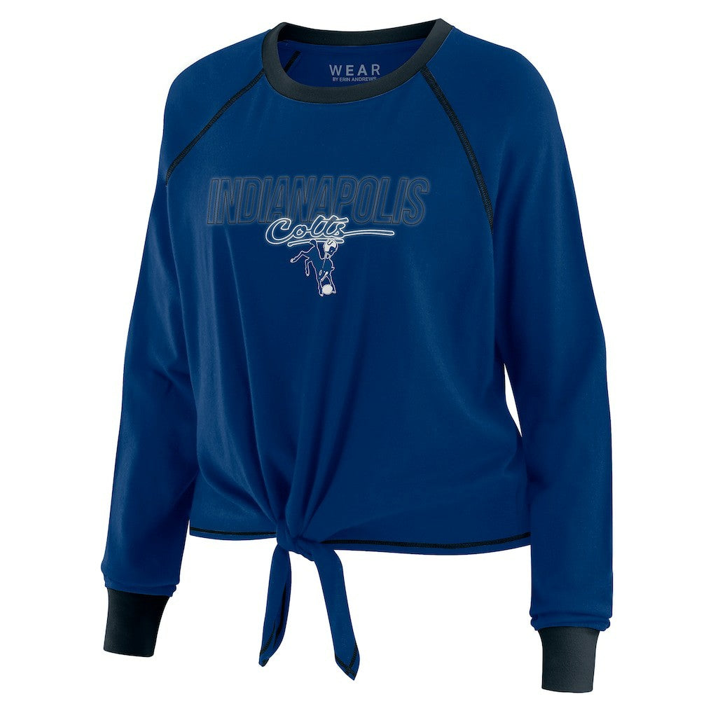 Indianapolis Colts WEAR by Erin Andrews Women's Tie-Front Long Sleeve T-Shirt - Royal outlet