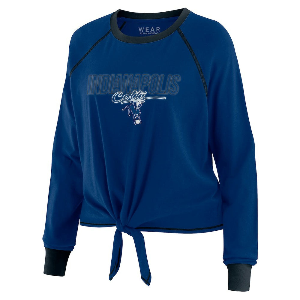 Indianapolis Colts WEAR by Erin Andrews Women's Tie-Front Long Sleeve T-Shirt - Royal outlet