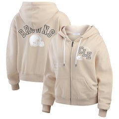 Cleveland Browns WEAR by Erin Andrews Women's Tonal Full-Zip Hoodie - Oatmeal outlet