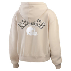 Cleveland Browns WEAR by Erin Andrews Women's Tonal Full-Zip Hoodie - Oatmeal outlet