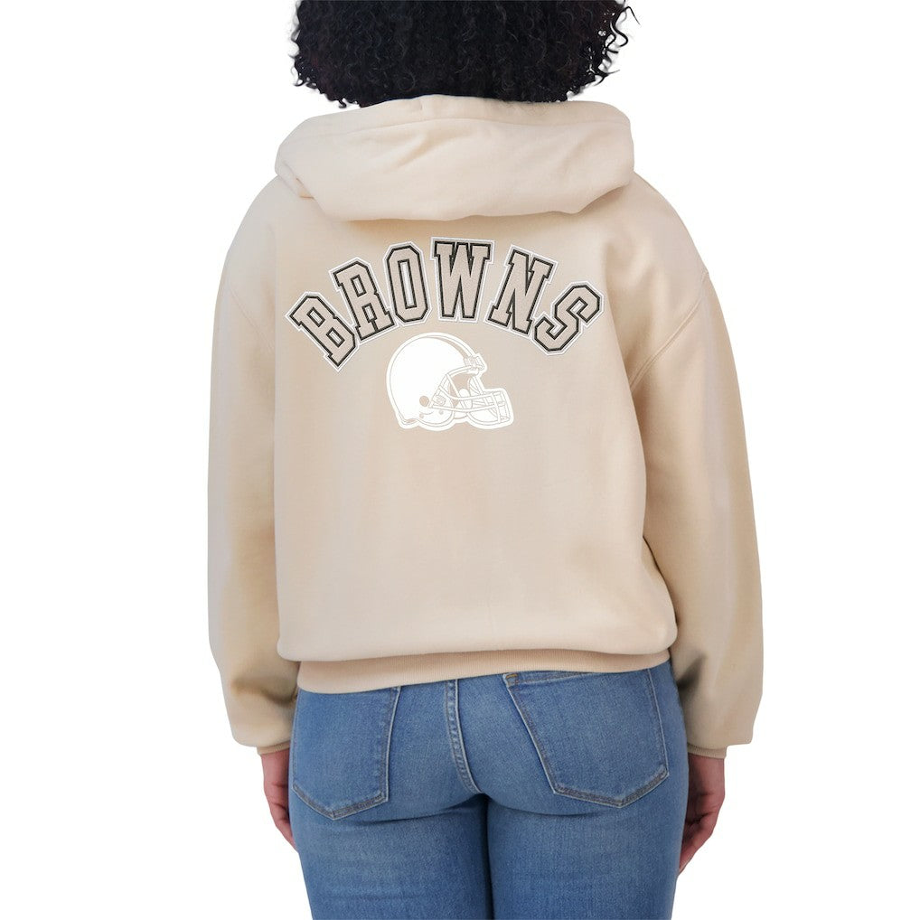 Cleveland Browns WEAR by Erin Andrews Women's Tonal Full-Zip Hoodie - Oatmeal outlet